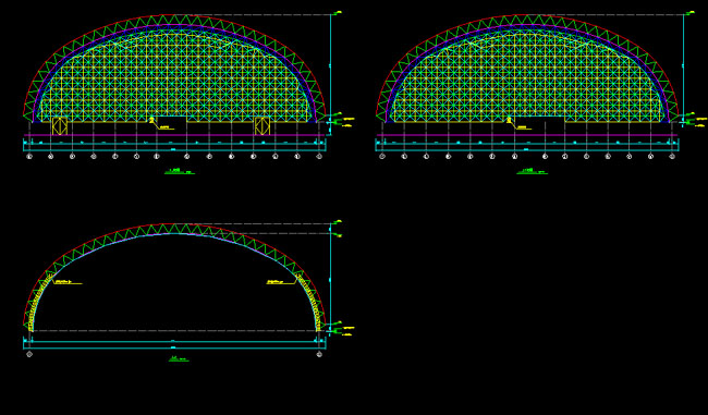 长乐跨度110米，拱高35_7米煤棚网架